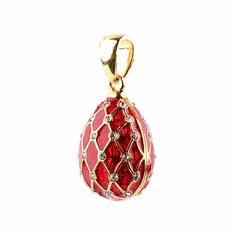 Red Gold Trellis Faberge Egg Pendant