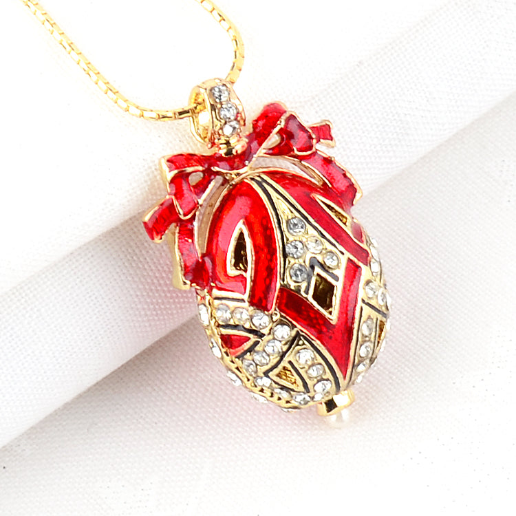 Holiday Red Faberge Egg Pendant