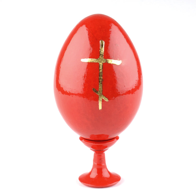 Madonna & Jesus Red Wooden Icon Egg