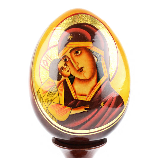 Holy Mother with Jesus Icon Egg