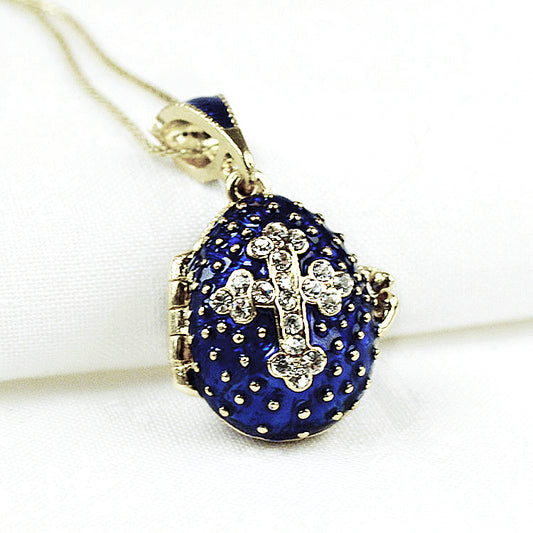 Dark Blue Faberge Egg Locket