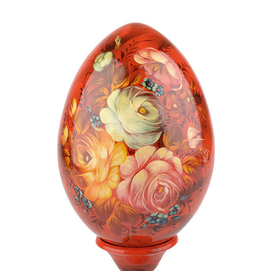 Flowery Wooden Egg