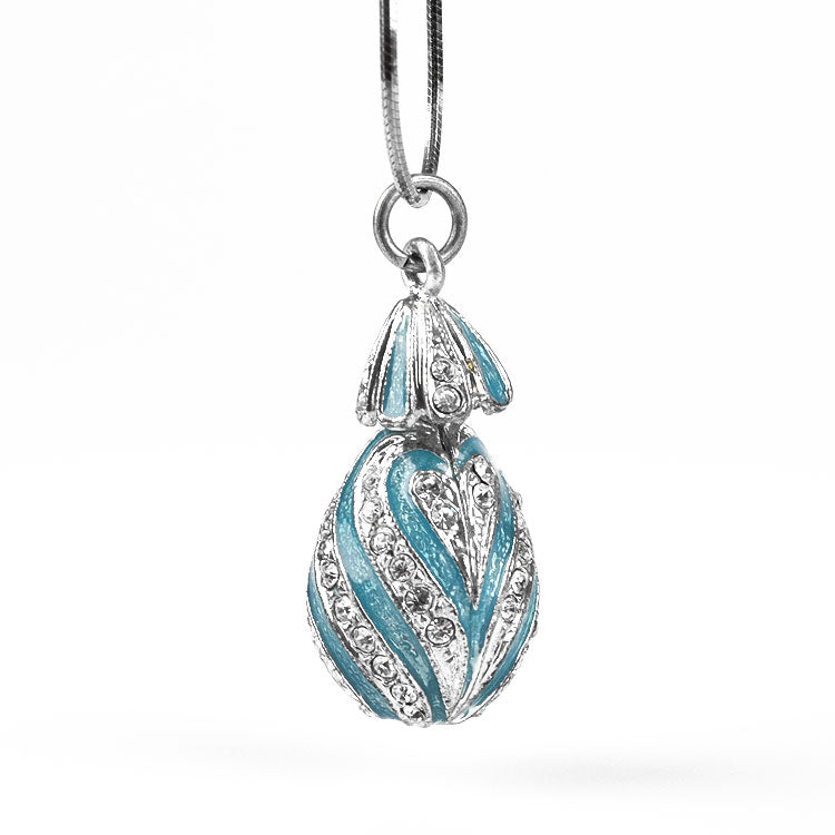 Blue & Silver Faberge Egg Pendant