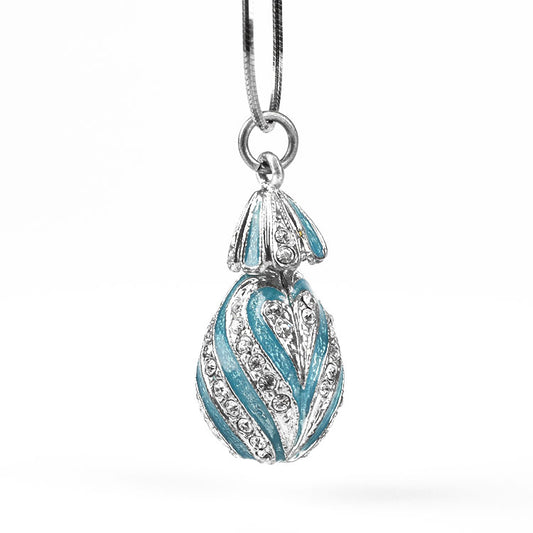 Blue & Silver Faberge Egg Pendant