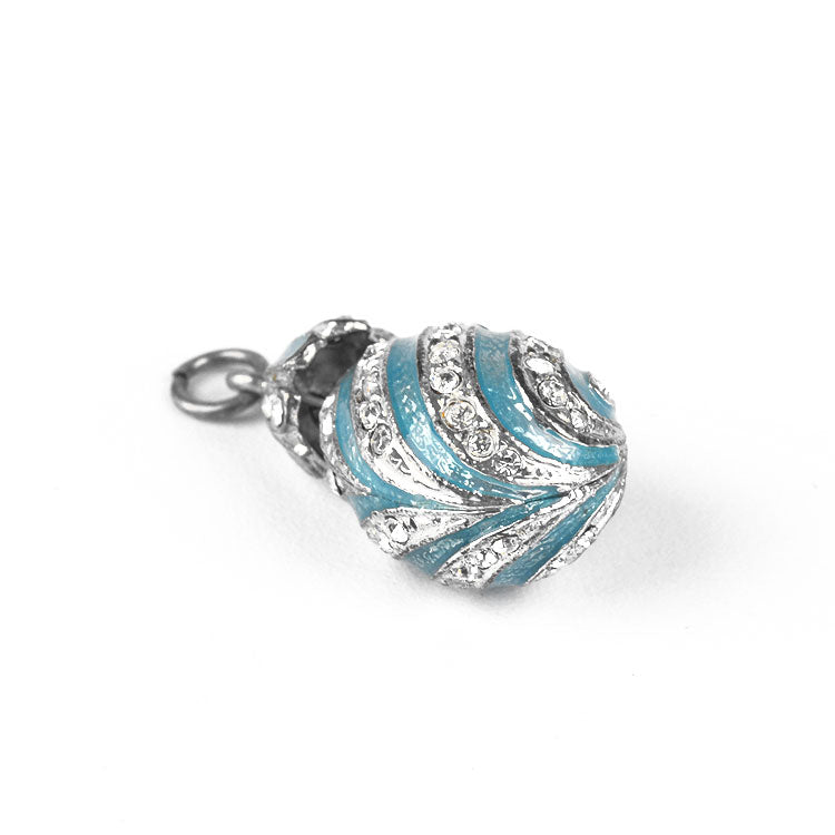 Blue & Silver Faberge Egg Pendant