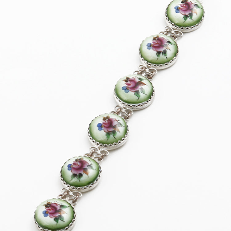 Green Floral Finift Enamel Bracelet