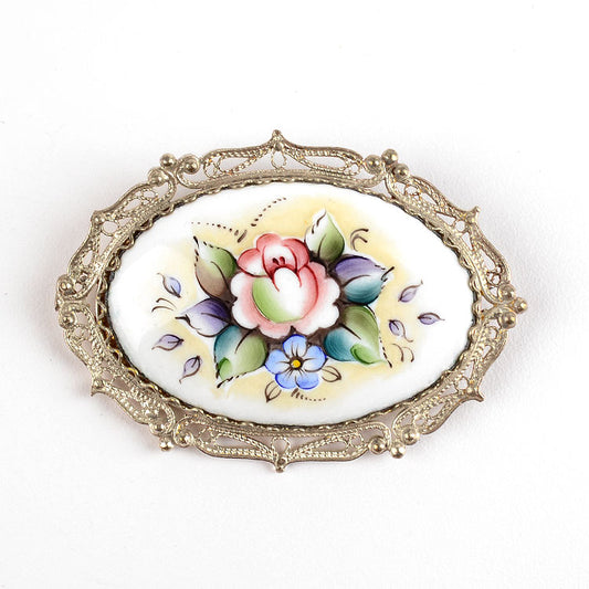 Oval Enamel Brooch
