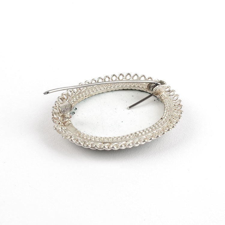 White Enameled Brooch