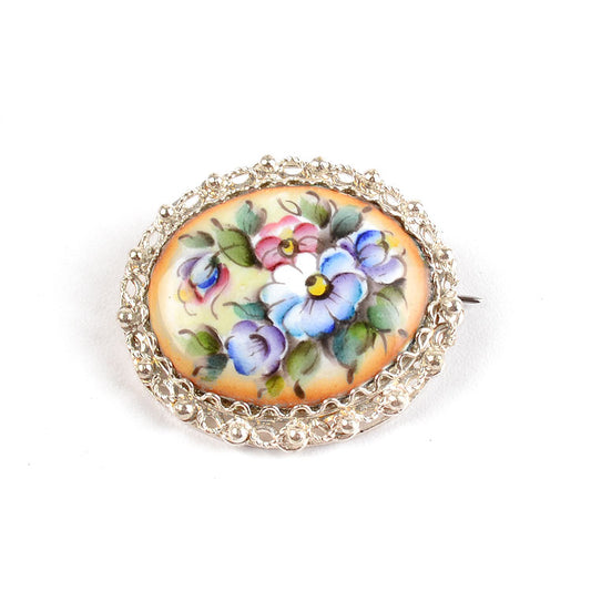 Enameled Finift Brooch
