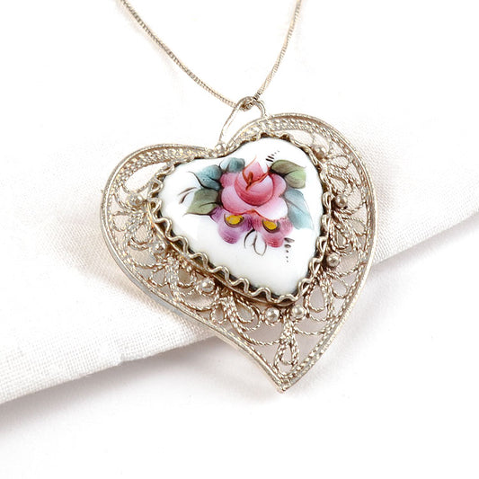 Finift Heart Pendant or Pin