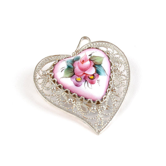 Pink Heart Pendant or Pin