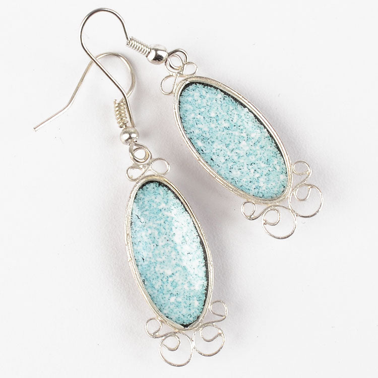 Pink Oval Finift Hook Earrings