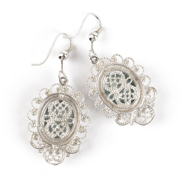 Floral Finift Hook Earrings