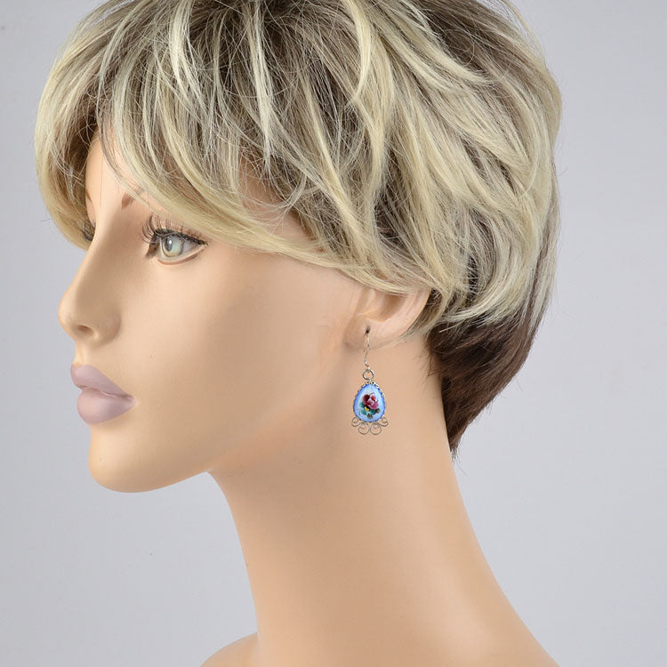 Blue Finift Earrings from Russia