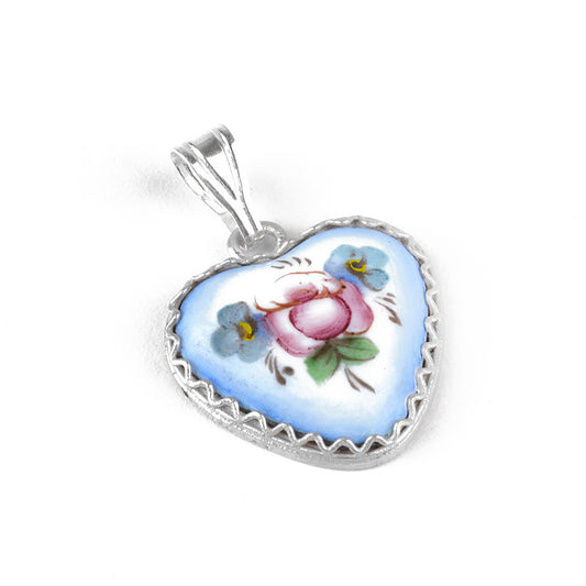 Finift Enamel Blue Heart Pendant