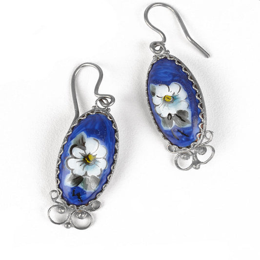 Dark Blue Finift Earrings