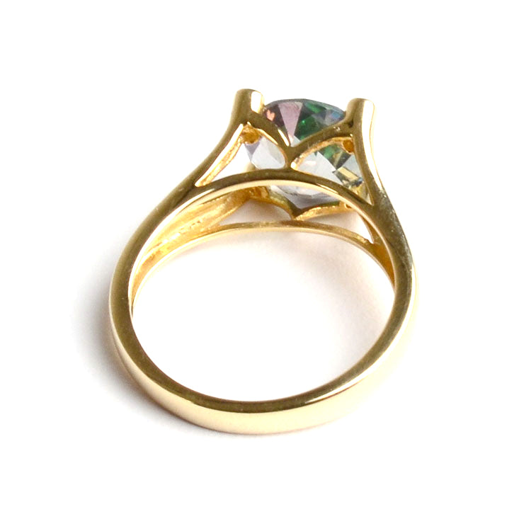 Solitaire Mystic Topaz Gold Ring