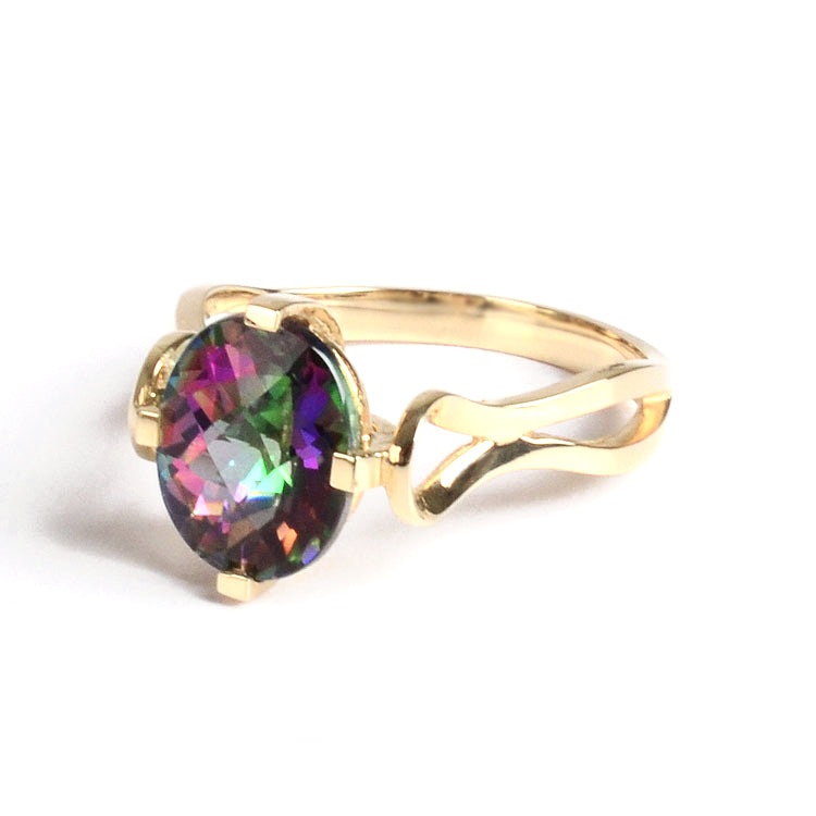 Elegant Gold Ring with Mystic Topaz