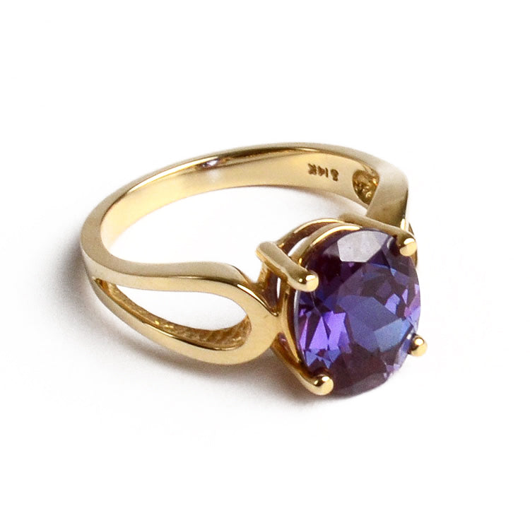 Oval Alexandrite 14K Gold Ring