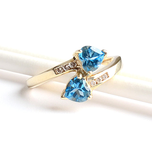 Blue Topaz Two Hearts Ring