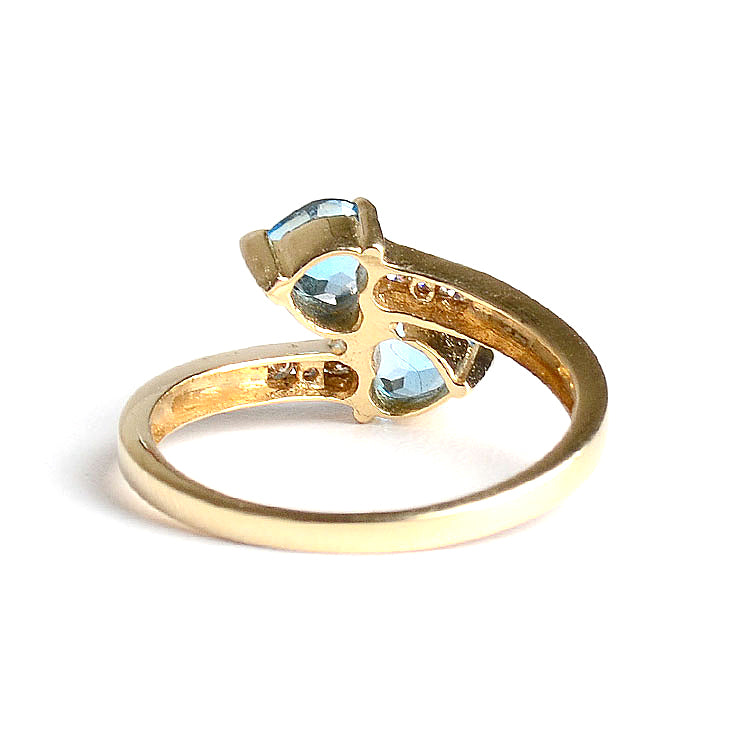 Blue Topaz Two Hearts Ring