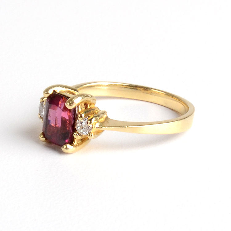 Garnet and Diamond Gold Ring
