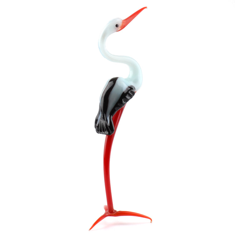 Tall White Stork Glass Figurine