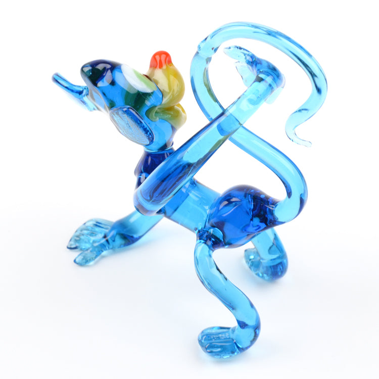 Blue Goofy Monkey Glass Figurine