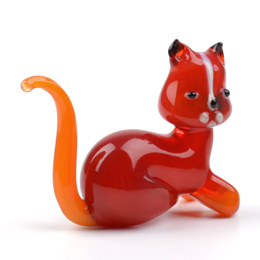 Glass Red Cat Figurine