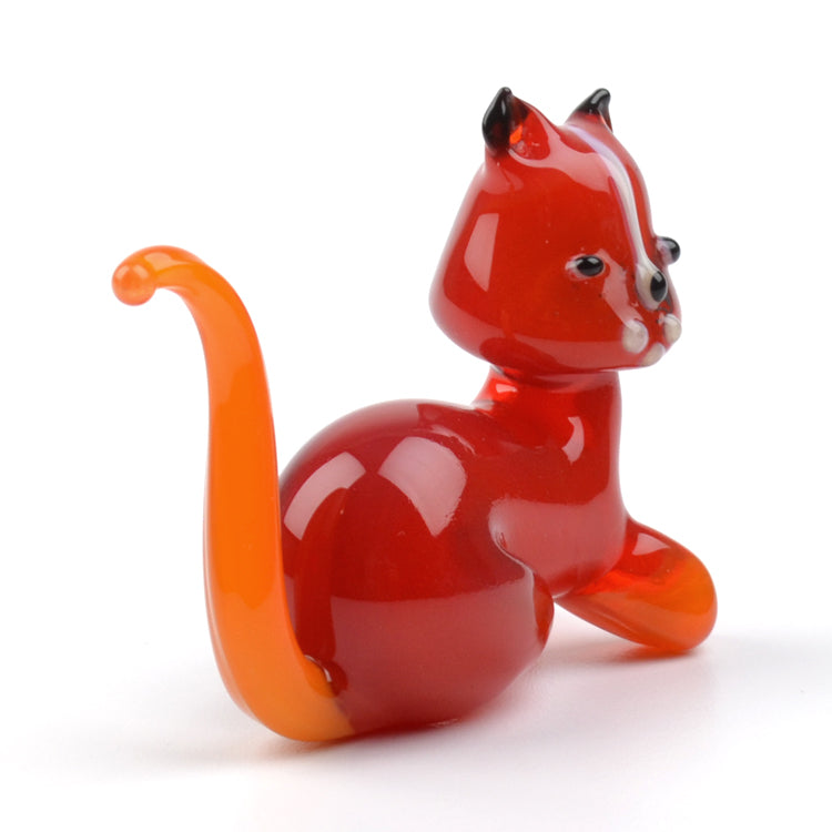 Glass Red Cat Figurine