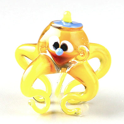 Cute Yellow Octopus Glass Figurine