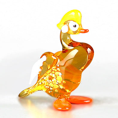 Yellow Duck Glass Figurine