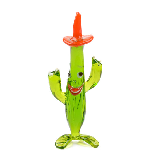 Red Hat Happy Cactus Glass Figurine