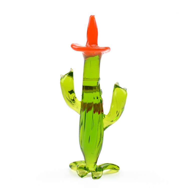 Red Hat Happy Cactus Glass Figurine