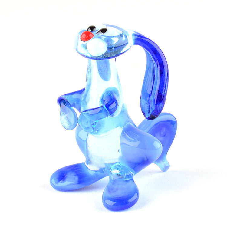 Blue Rabbit Bunny Glass Figurine