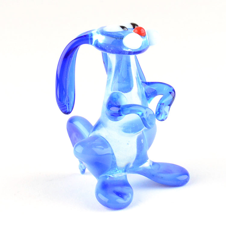Blue Rabbit Bunny Glass Figurine
