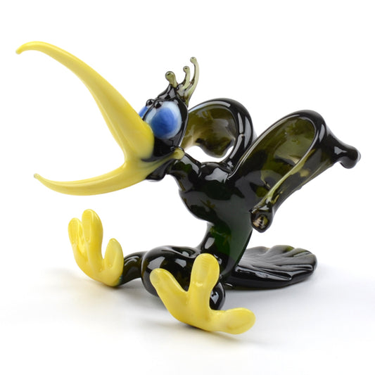 Funny Hollering Crow Glass Figurine