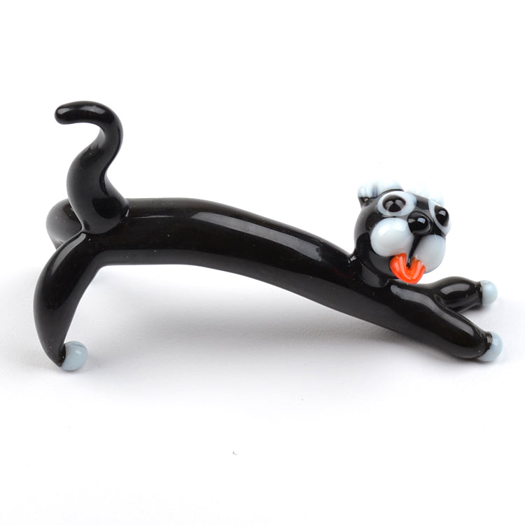 Lazy Black Cat Glass Figurine