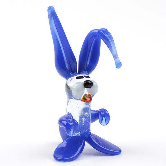 Small Blue Bunny Glass Figurine