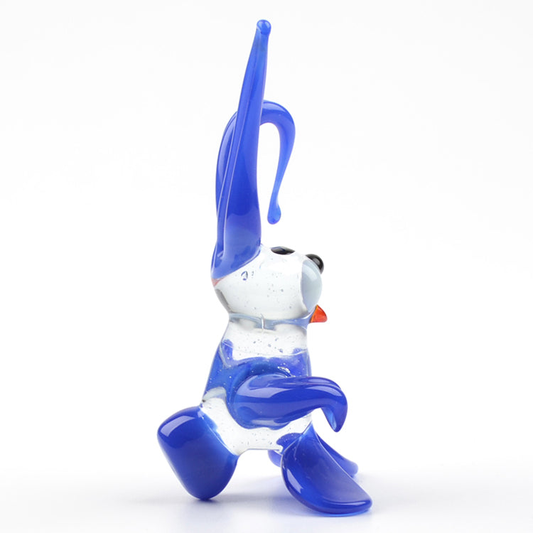 Small Blue Bunny Glass Figurine