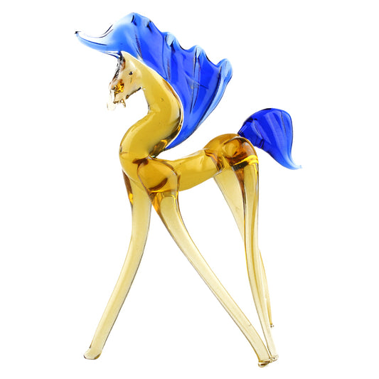 Blue Mane Glass Horse Stallion