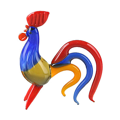 Bright Rooster Glass Figurine