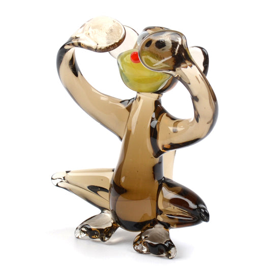 No-See Brown Monkey Glass Figurine