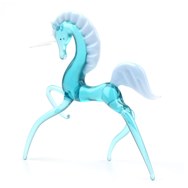 Tall Blue Unicorn Glass Figurine