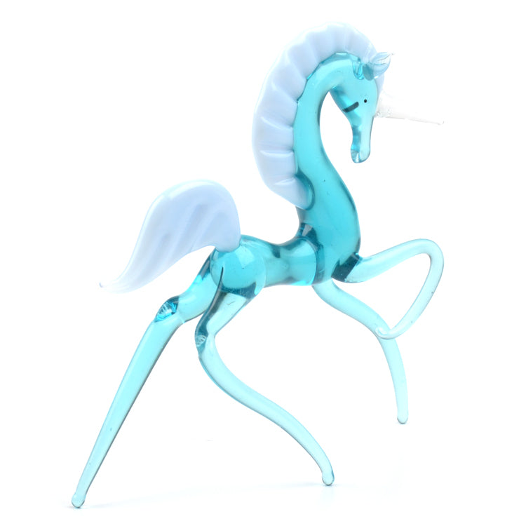 Tall Blue Unicorn Glass Figurine