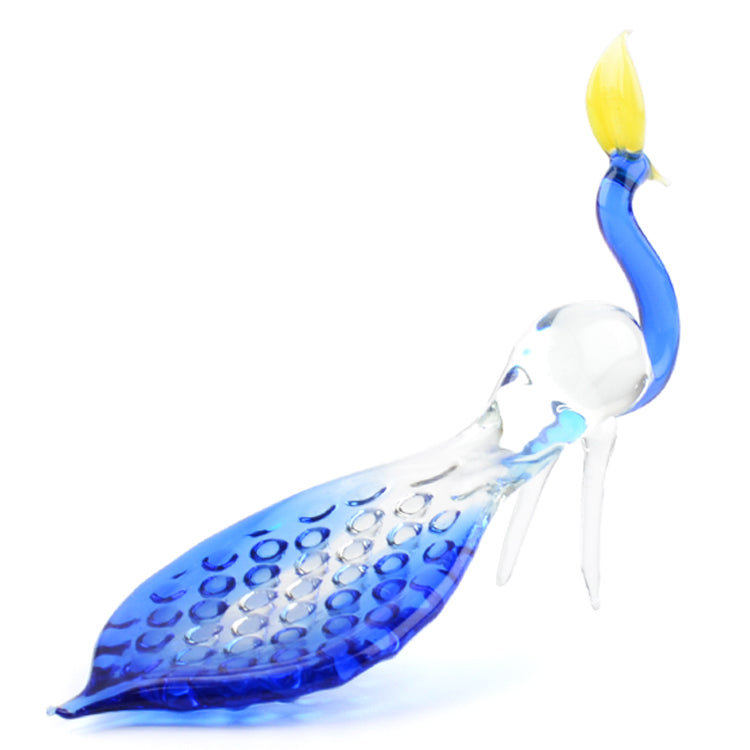 Long Tail Peacock Glass Figurine