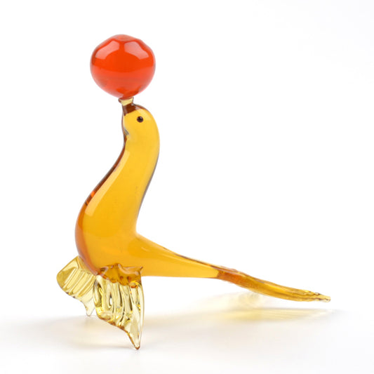 Circus Seal with a Ball Glass Figurine