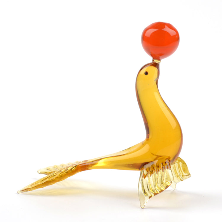 Circus Seal with a Ball Glass Figurine