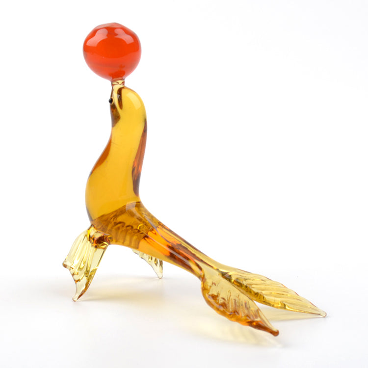 Circus Seal with a Ball Glass Figurine
