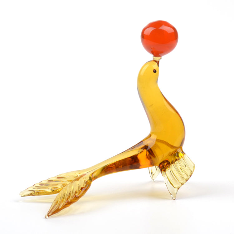 Circus Seal with a Ball Glass Figurine